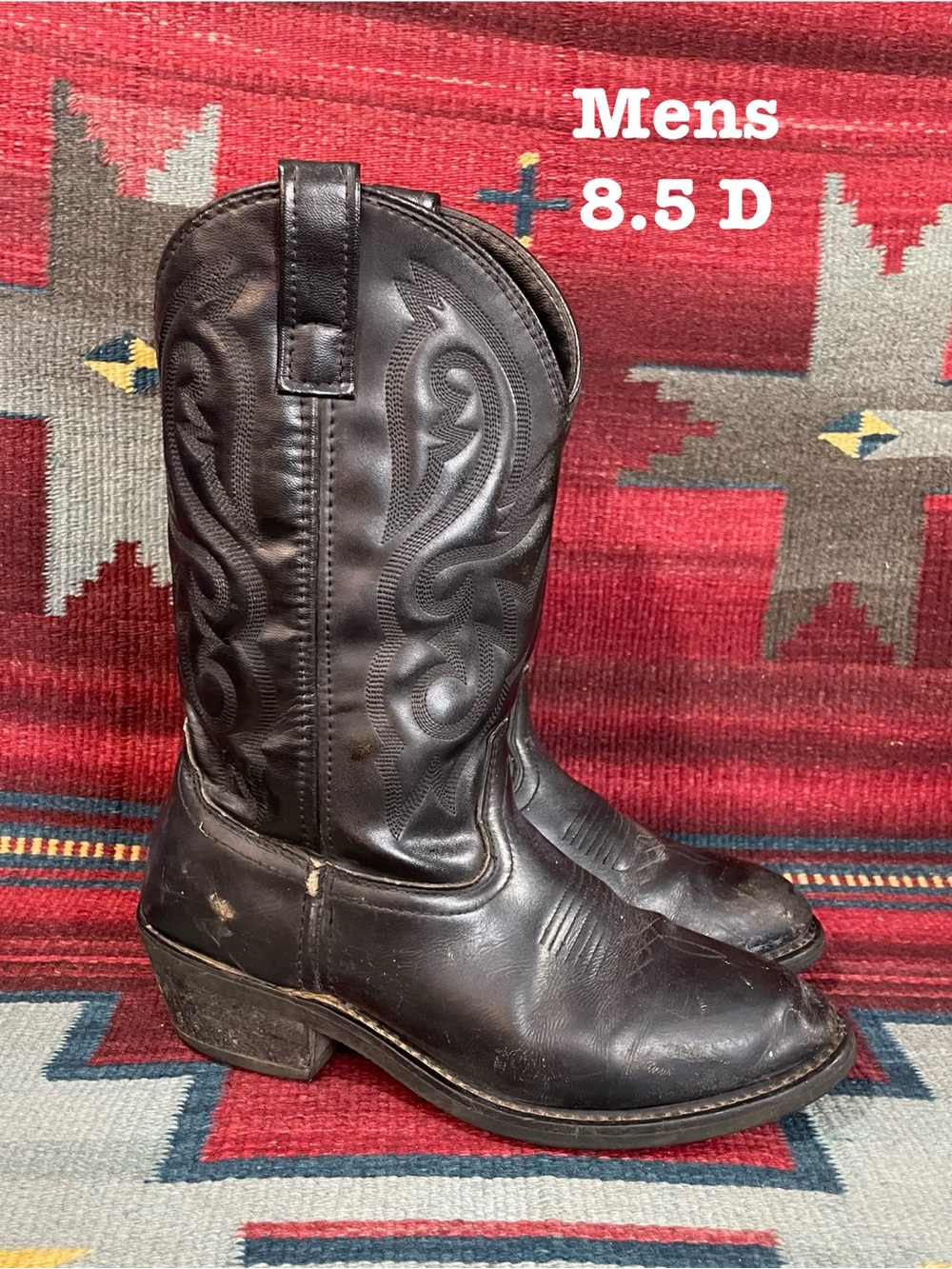 Men's Heavily Distressed Cody James Black Leather Cowboy Boots sz 8.5